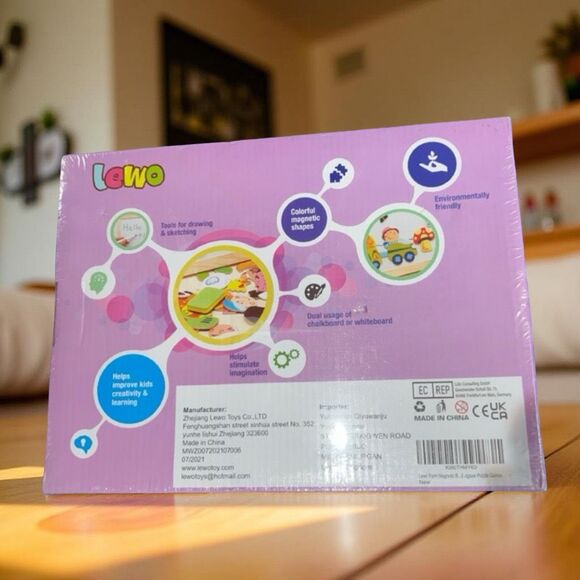 Wooden Magnetic Puzzle Kids Educational Toy Whiteboard Chalkboard Marker Chalks - Picture 3 of 3